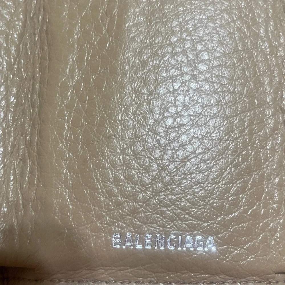Balenciaga Beige Leather Mini Compact Wallet